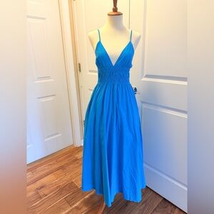 HYFVE Bright Blue Smocked Waist Spaghetti Strap Maxi Dress